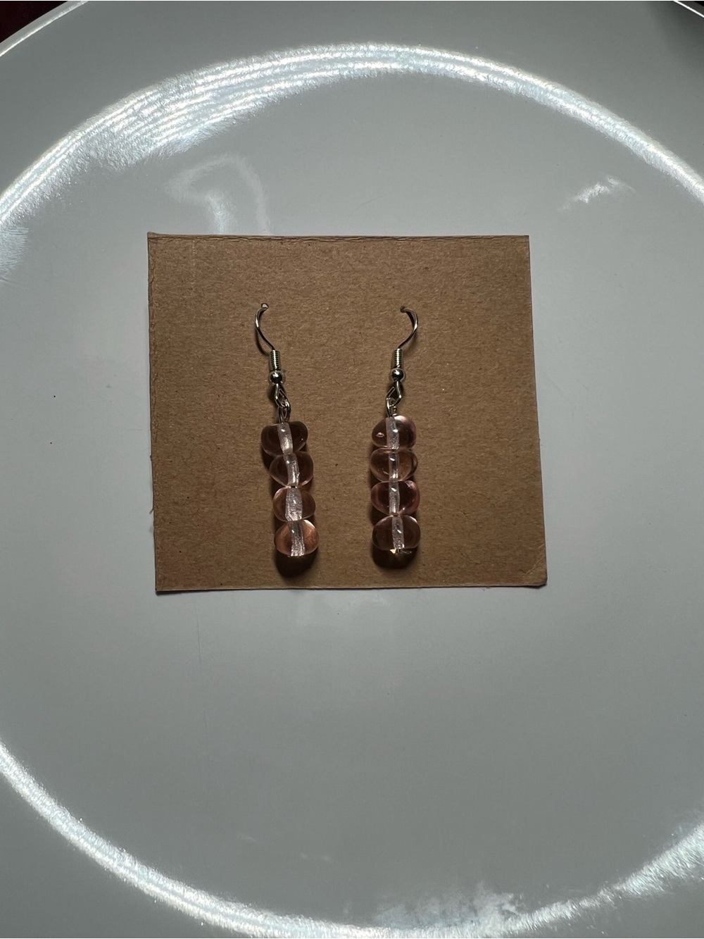 Peach-Pink Glass Bead Drop Earrings for Women